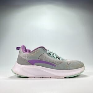 Athletic Works Gray Purple Mesh Athletic Jogger Lace Up Sneaker Youth Size 1